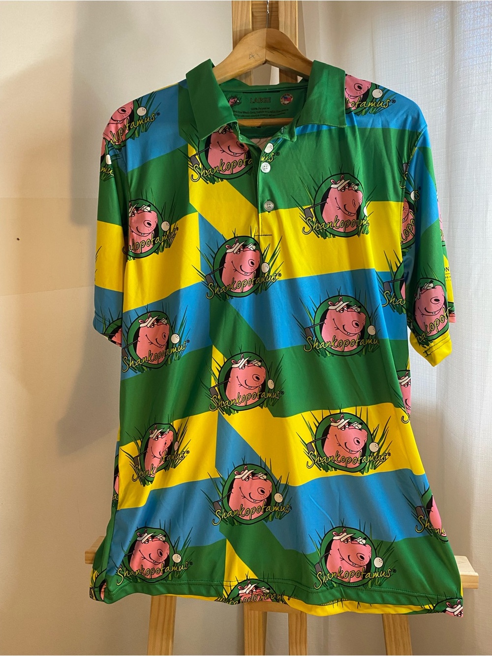 Shankopotamus Men’s Large All Over Print Novelty Golf Polo Made USA